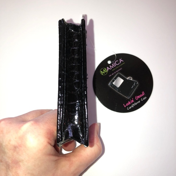 🎉2xHP🎉 MIAMICA Lookin' Good Card, Mirror Keychain Case Wallet Patent Croc NWT - Picture 6 of 8